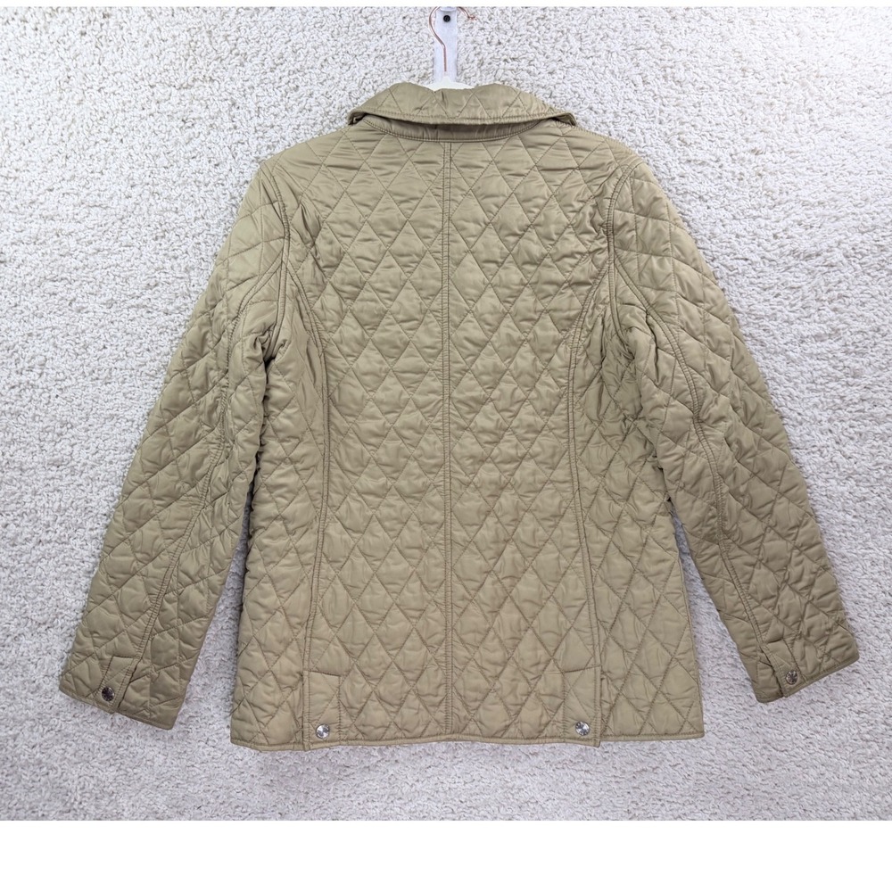 L.L. Bean Quilted Barn Jacket Women Small Tan Good Plaid Lined Snap Front 0GCX8 - Picture 4 of 12
